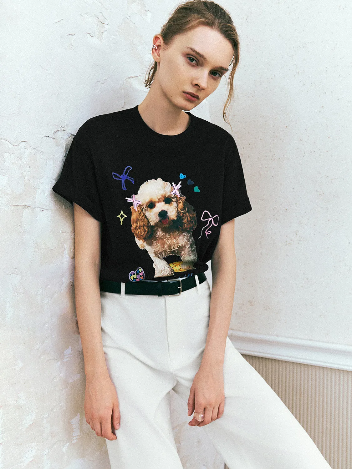 Printed Crew Neck Loose T-Shirt sold by Urban Revivo product image thumbnail 2