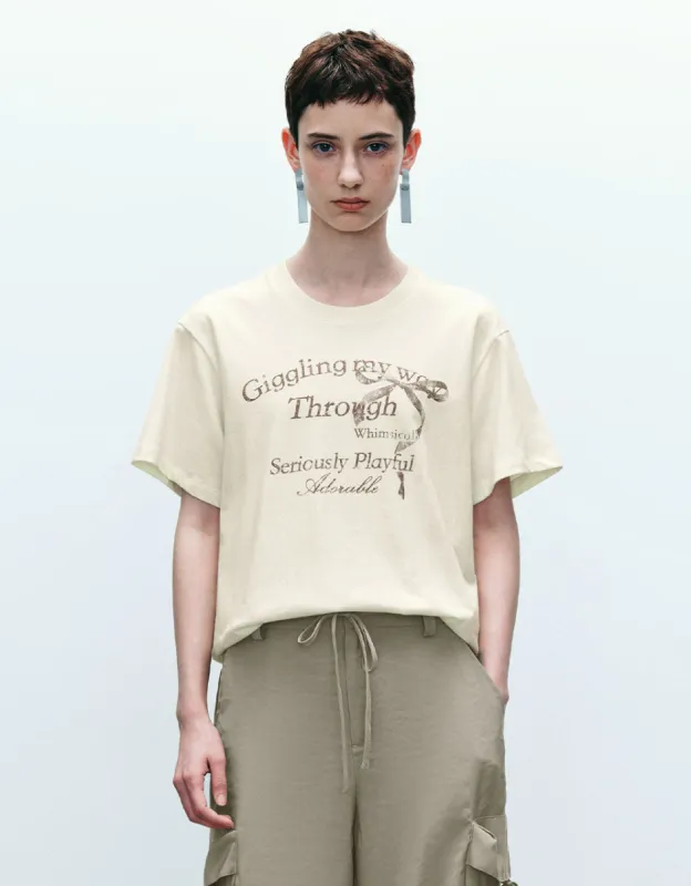 Printed Crew Neck Loose T-Shirt sold by Urban Revivo
