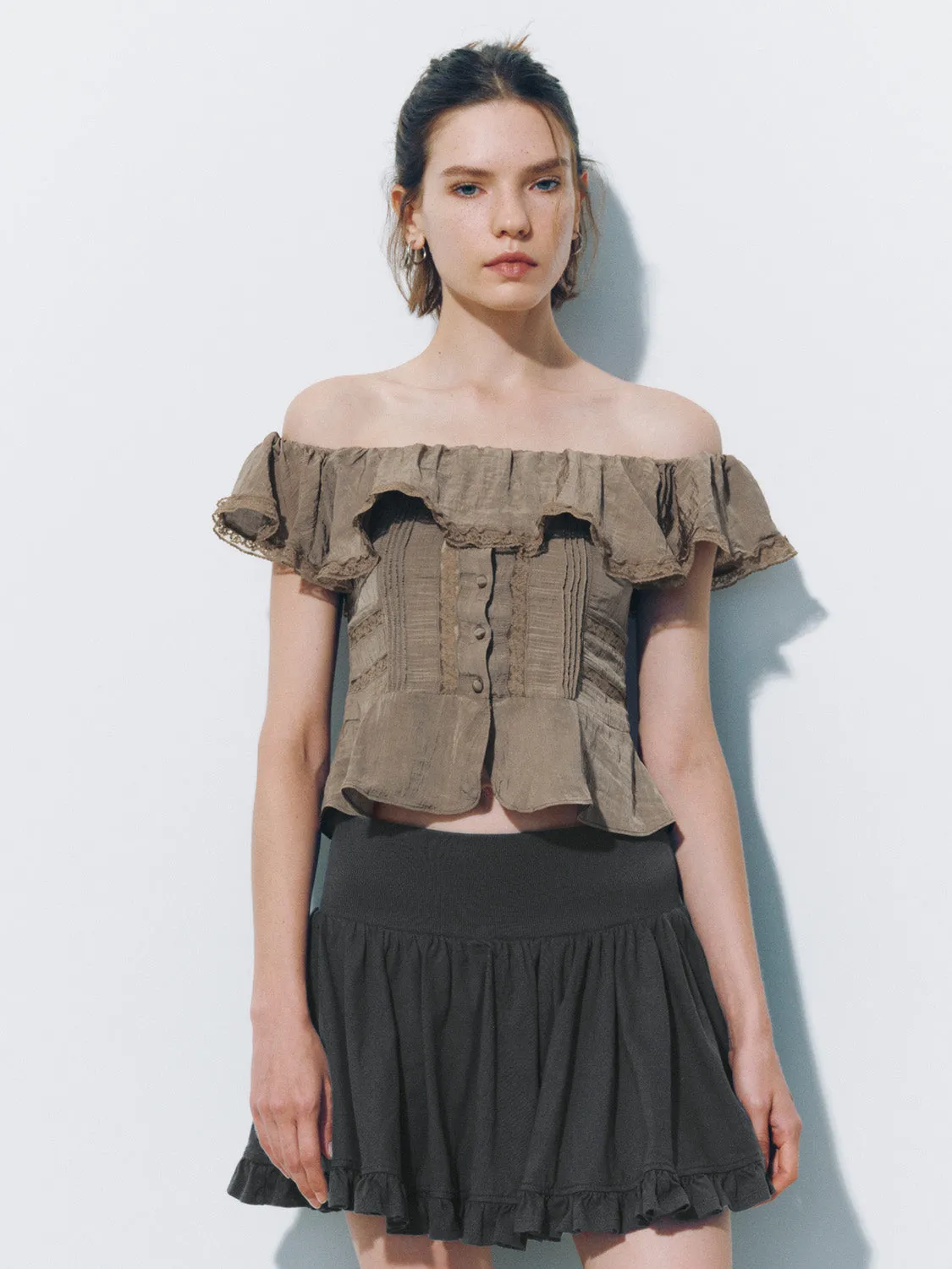 Off-Shoulder Ruffle Blouse sold by Urban Revivo