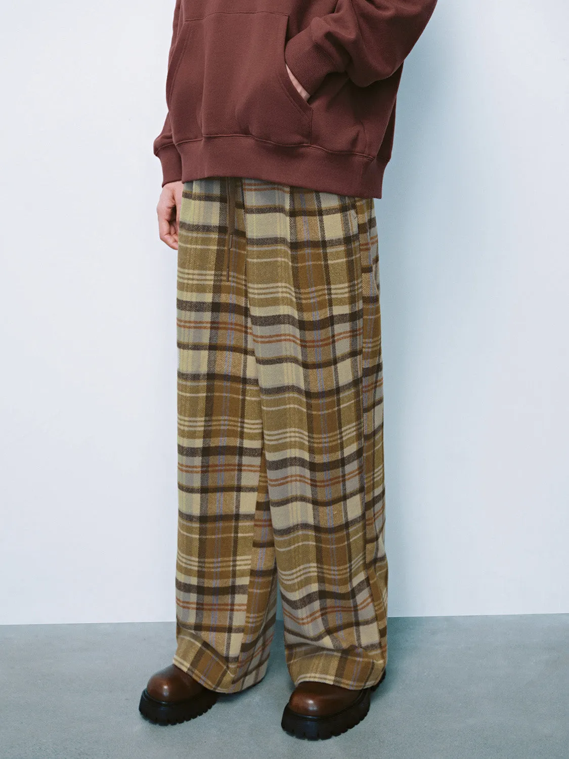 Drawstring Plaid Wide-Leg Pants sold by Urban Revivo product image thumbnail 3