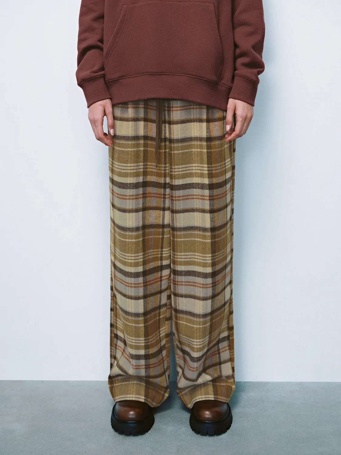 Drawstring Plaid Wide-Leg Pants sold by Urban Revivo product image thumbnail 2
