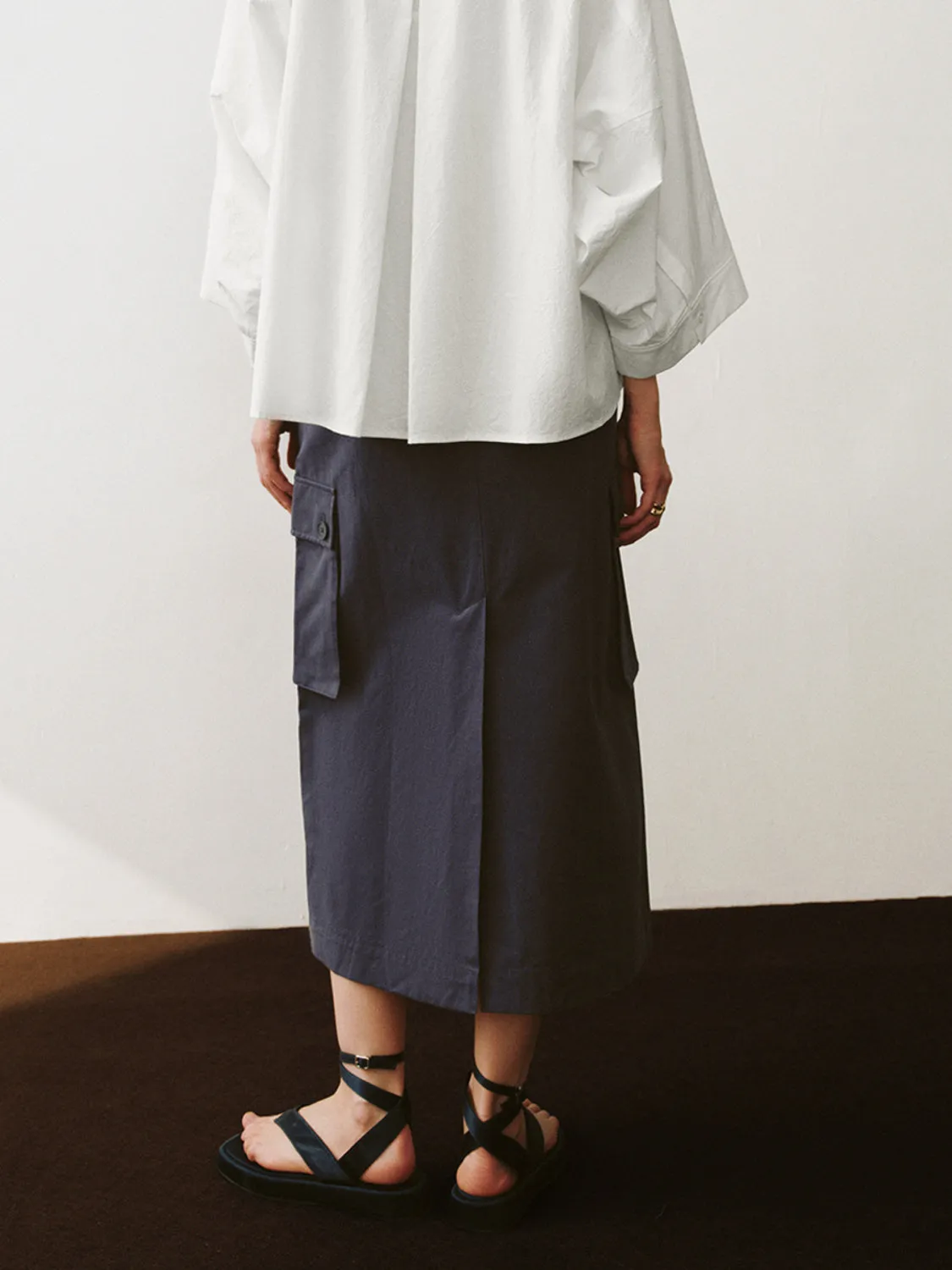 Flap Pocket Midi Straight Skirts sold by Urban Revivo product image thumbnail 2