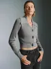 Lapel Button Up Cropped Knitted Cardigans sold by Urban Revivo