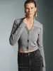 Lapel Button Up Cropped Knitted Cardigans sold by Urban Revivo