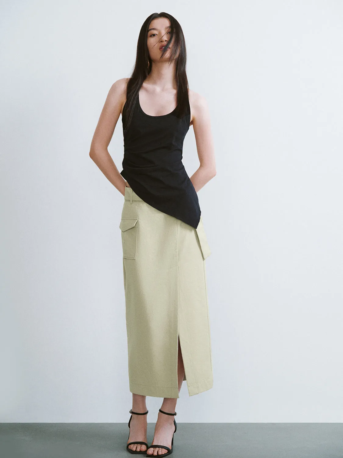 Split Hem Flap Pocket Straight Skirts sold by Urban Revivo product image thumbnail 5