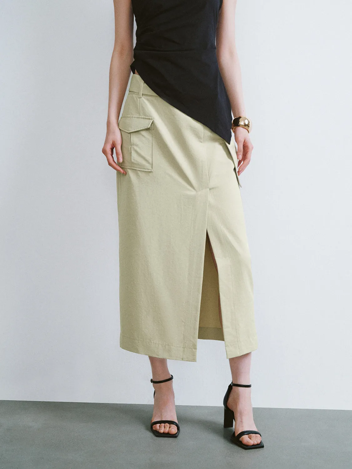 Split Hem Flap Pocket Straight Skirts sold by Urban Revivo product image thumbnail 2