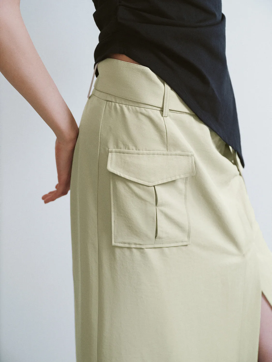 Split Hem Flap Pocket Straight Skirts sold by Urban Revivo product image thumbnail 4