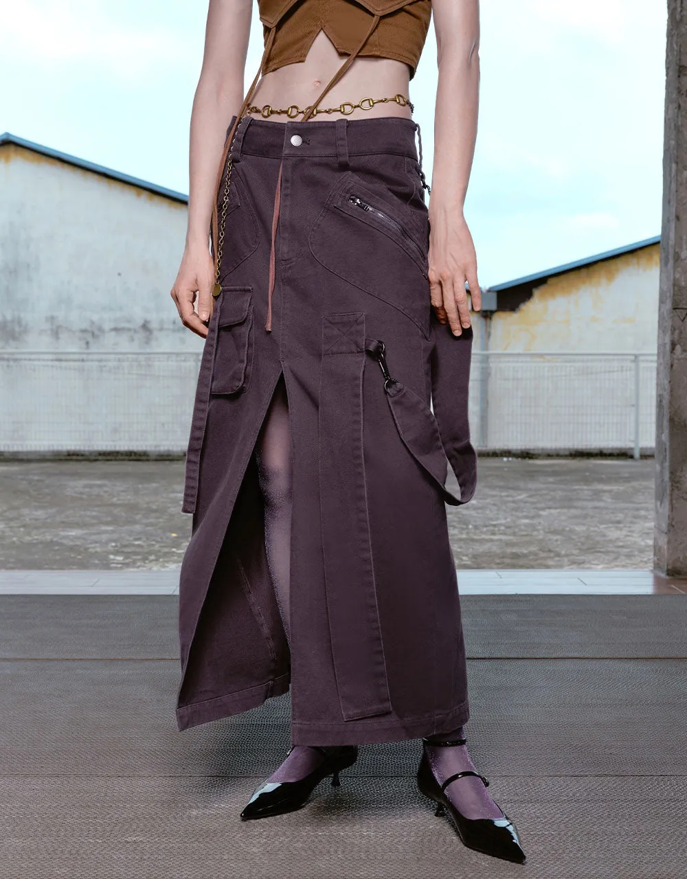 Split Hem Cargo Straight Skirts sold by Urban Revivo product image thumbnail 3