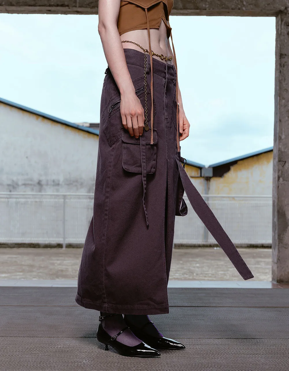 Split Hem Cargo Straight Skirts sold by Urban Revivo product image thumbnail 4