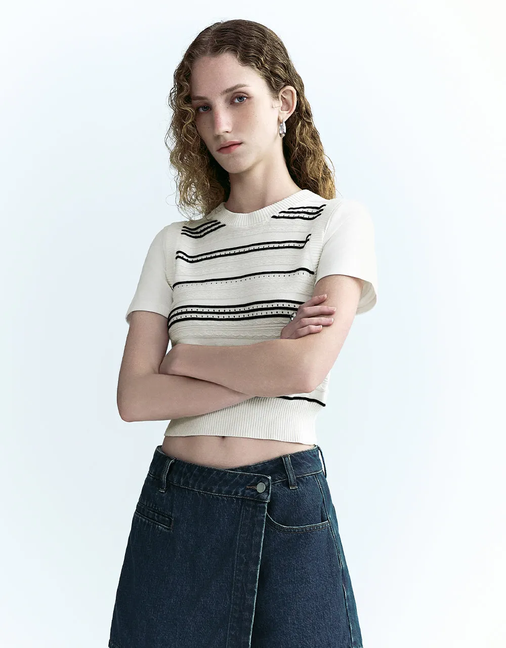 2 In 1 Striped Knitted T-Shirt sold by Urban Revivo