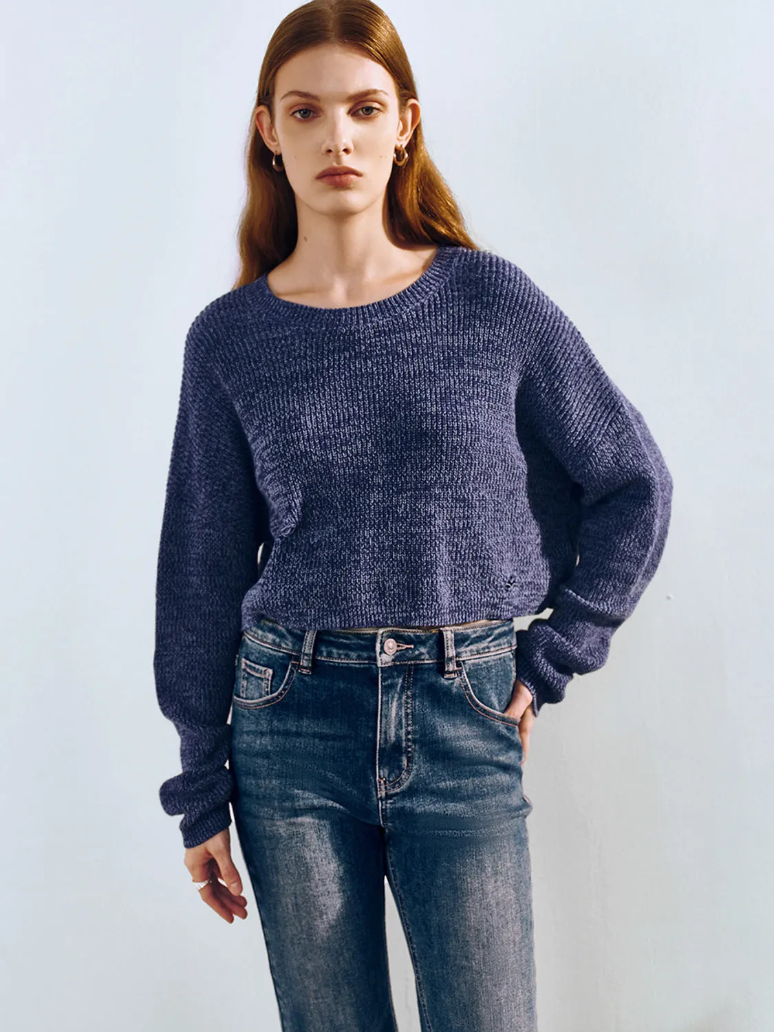 Crew Neck Loose Knitted T-Shirt sold by Urban Revivo