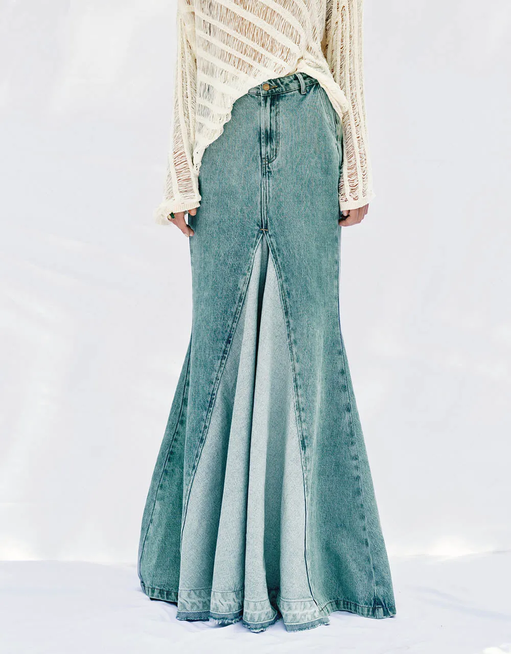 Maxi Fishtail Denim Skirt sold by Urban Revivo