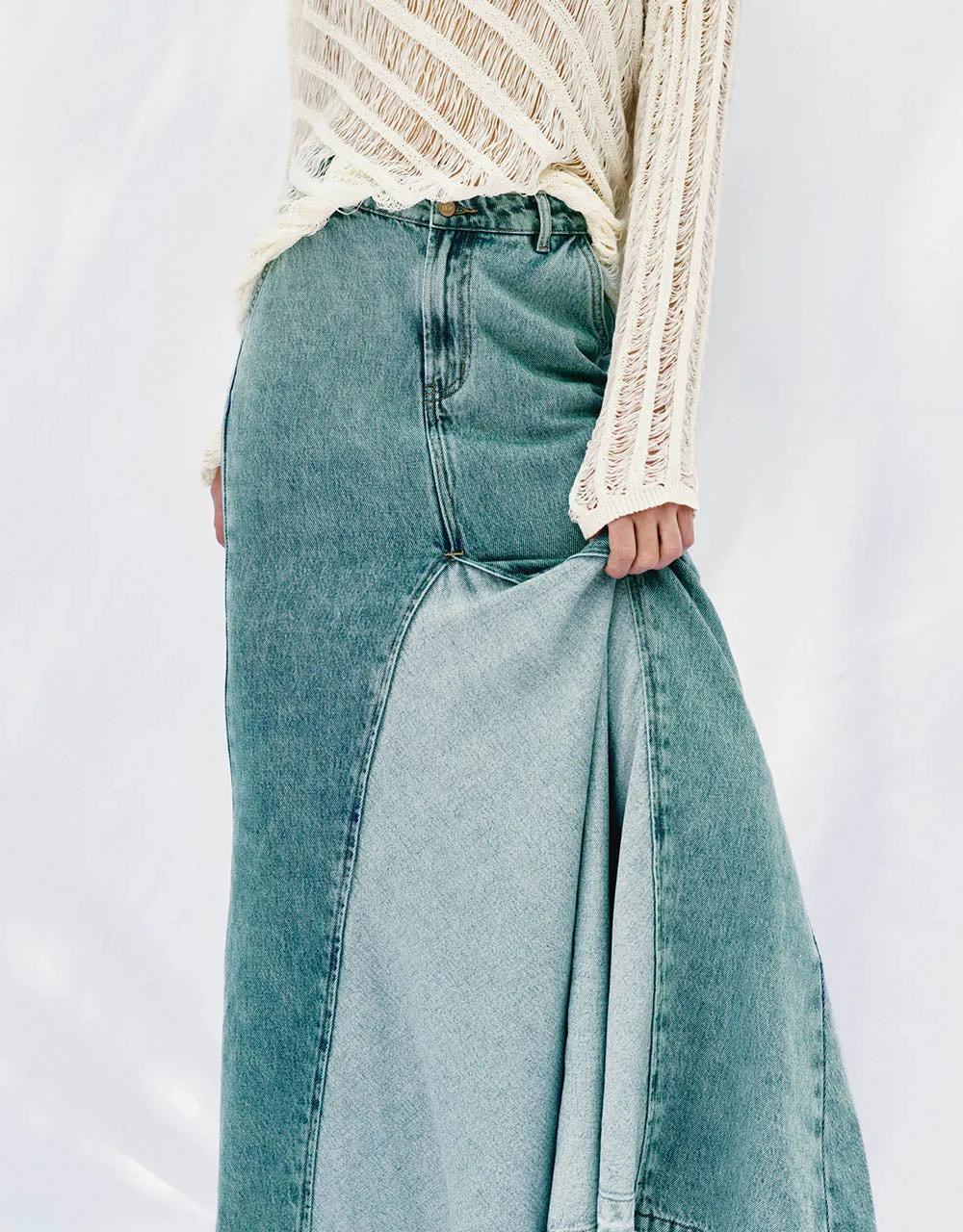 Maxi Fishtail Denim Skirt sold by Urban Revivo product image thumbnail 5