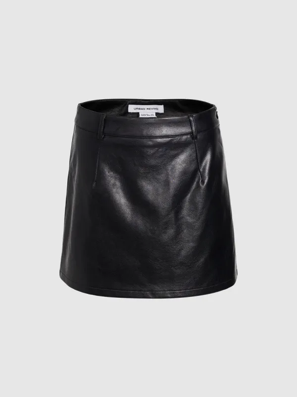 Vegan Leather Mini A-Line Skirt sold by Urban Revivo