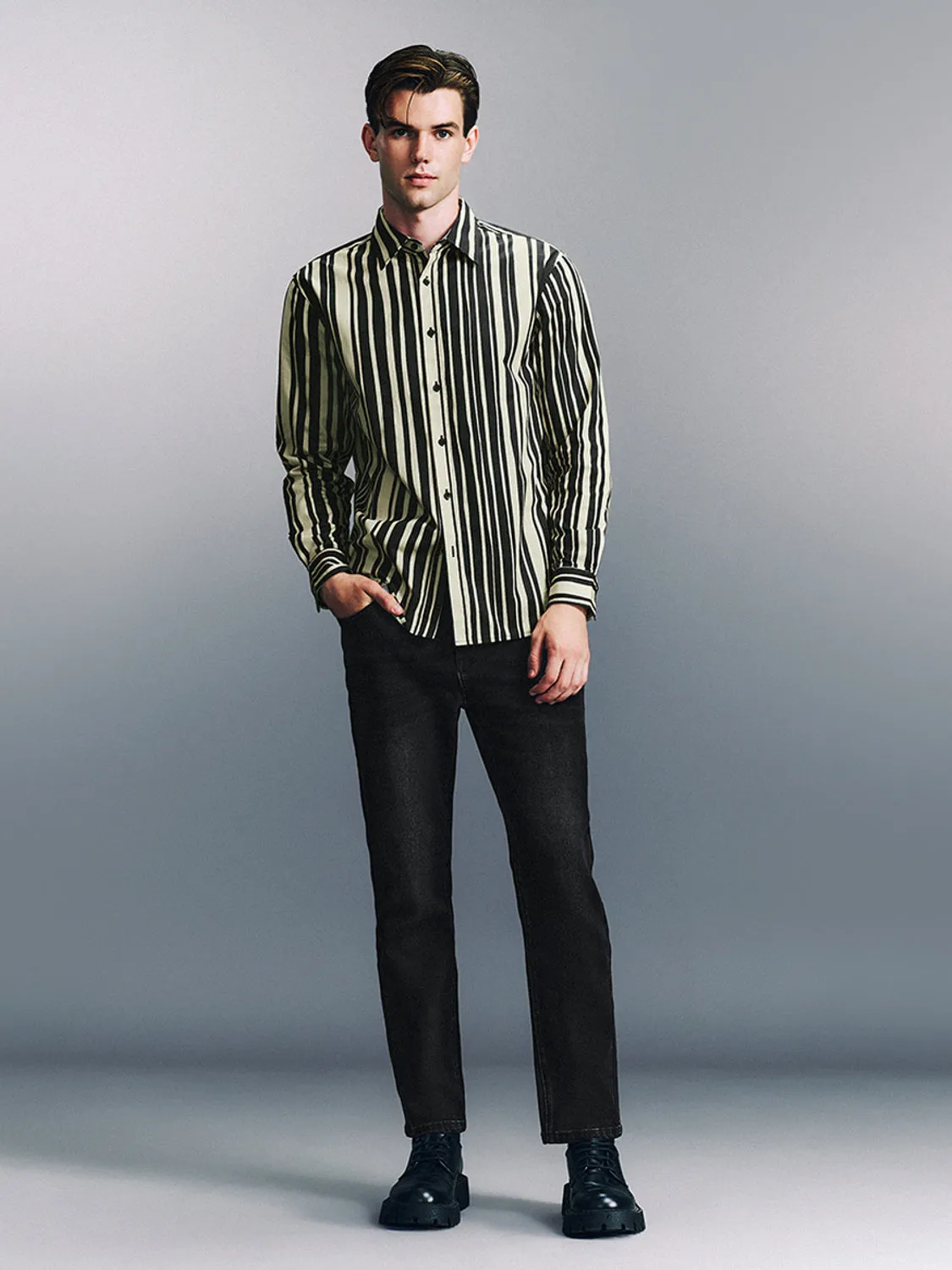 Striped Button Up Regular Shirts sold by Urban Revivo product image thumbnail 4