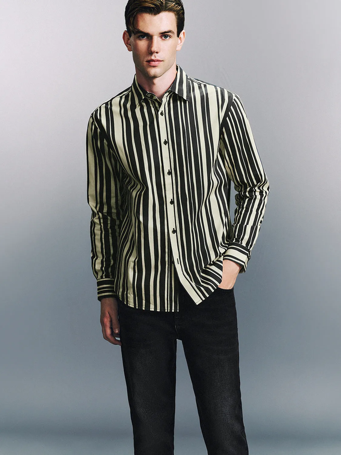 Striped Button Up Regular Shirts sold by Urban Revivo