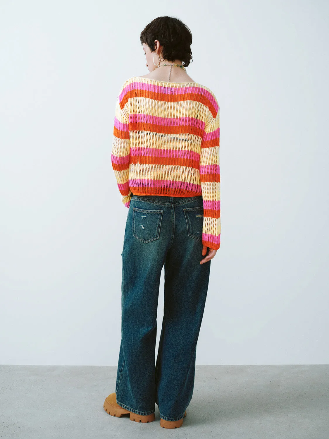 Striped Boat Neck Knitted T-Shirt sold by Urban Revivo product image thumbnail 3
