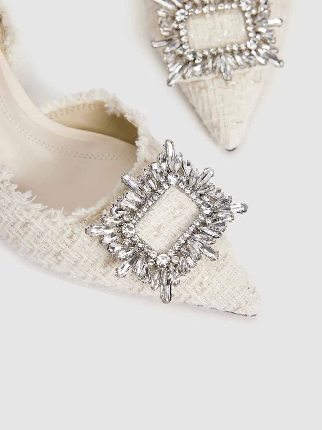 Raw Hem Tweed Heeled Pumps sold by Urban Revivo product image thumbnail 5