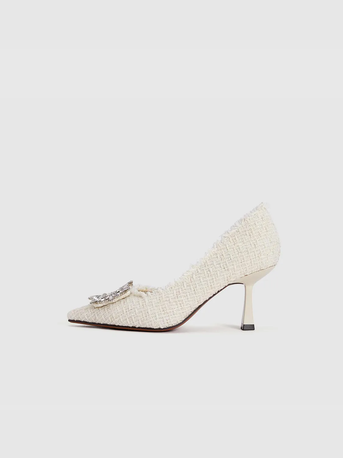 Raw Hem Tweed Heeled Pumps sold by Urban Revivo product image thumbnail 2