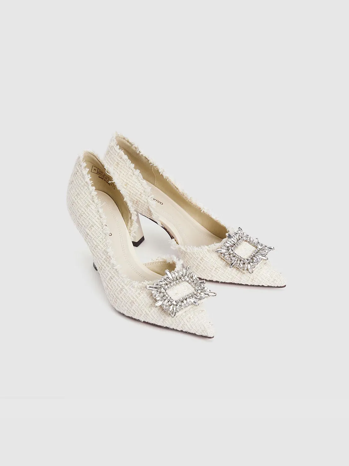 Raw Hem Tweed Heeled Pumps sold by Urban Revivo