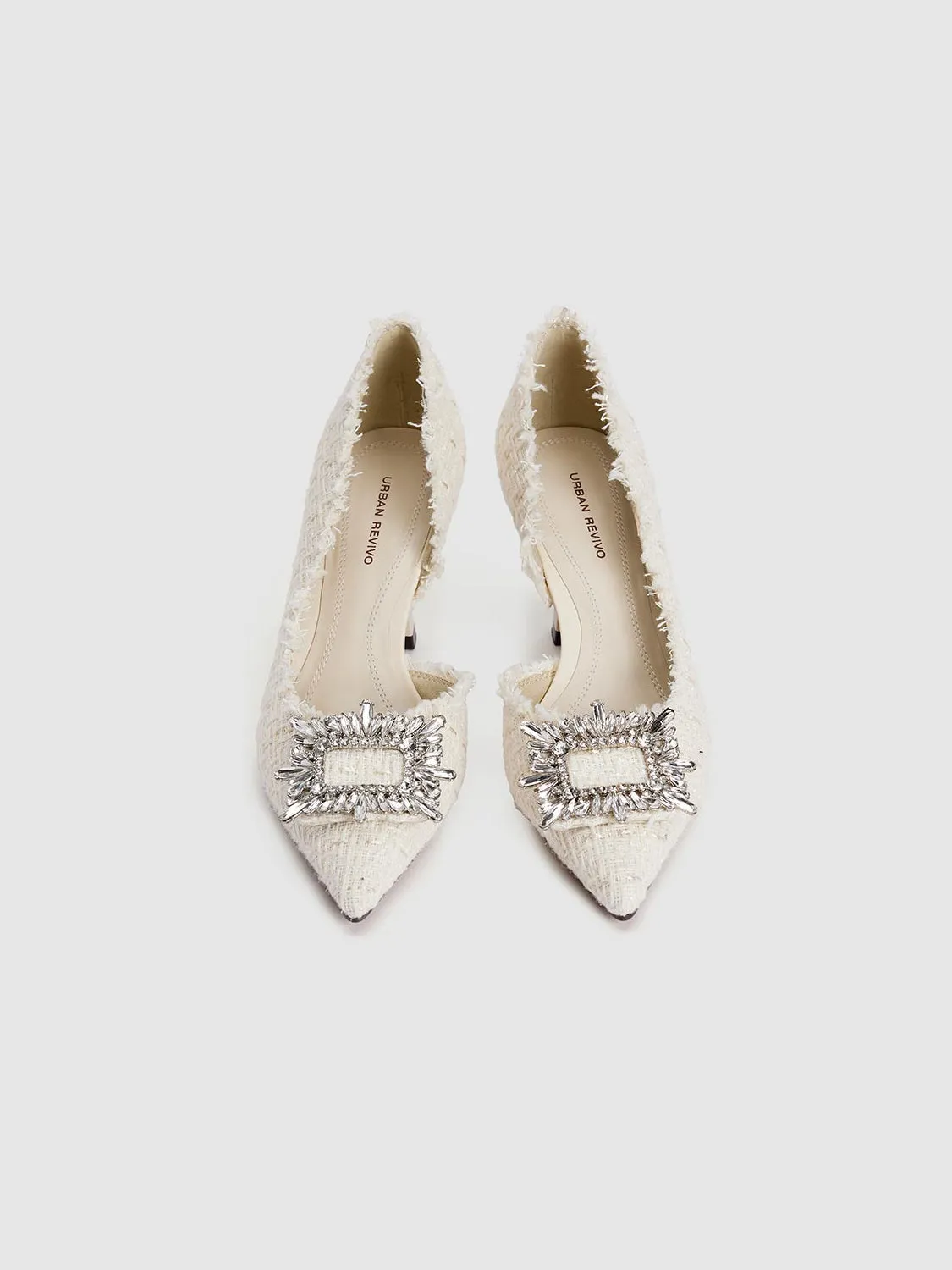 Raw Hem Tweed Heeled Pumps sold by Urban Revivo product image thumbnail 4