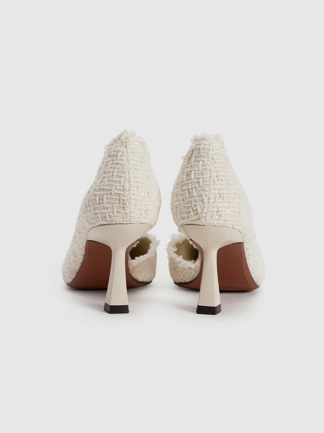Raw Hem Tweed Heeled Pumps sold by Urban Revivo product image thumbnail 3