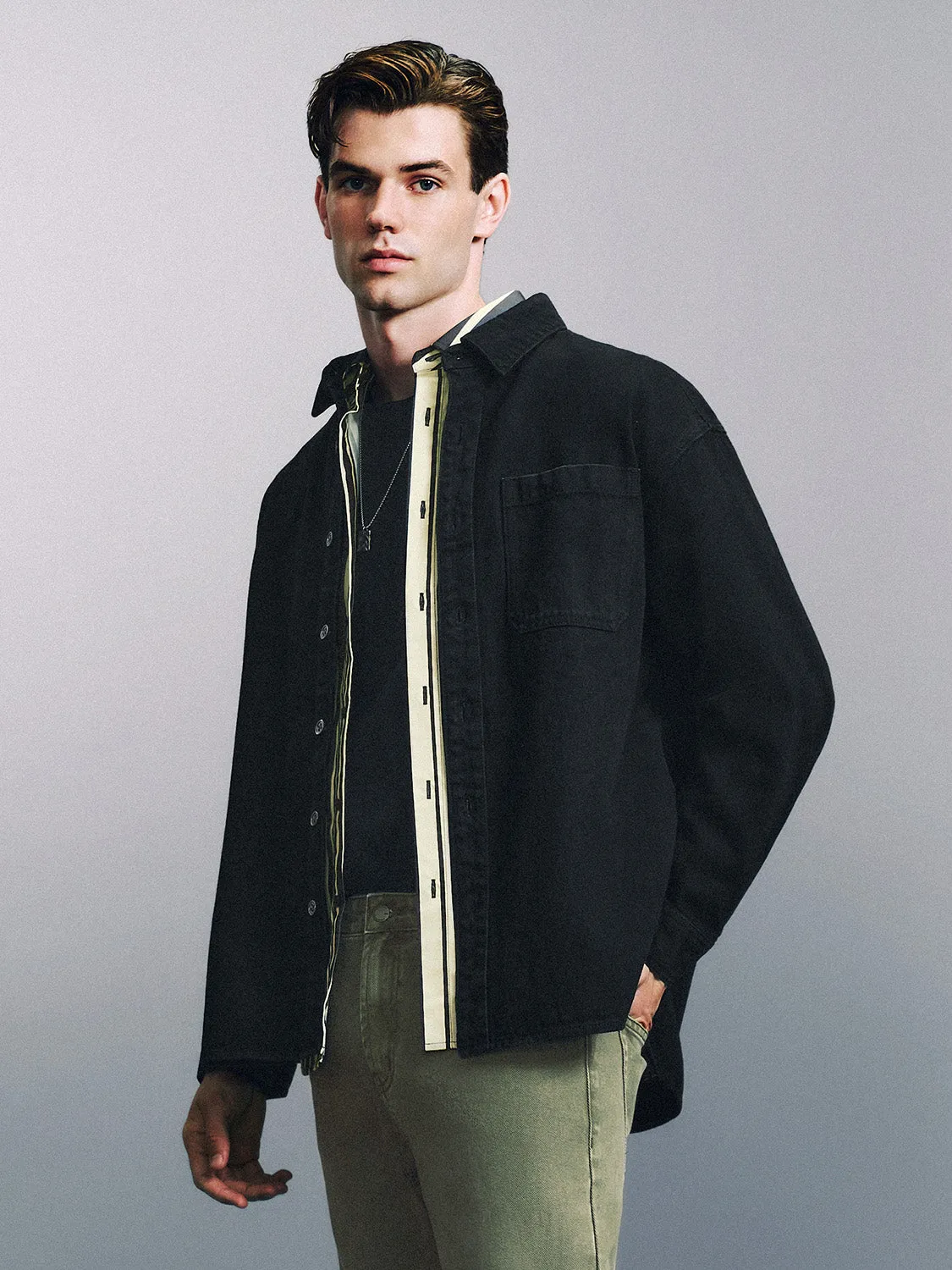 Loose Button Up Denim Shirts sold by Urban Revivo product image thumbnail 2