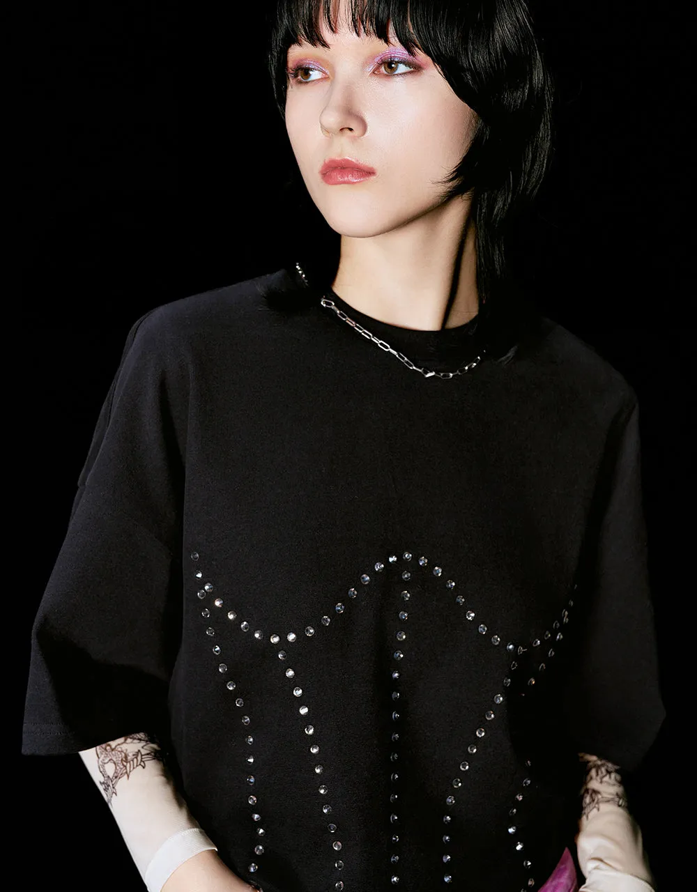 Drop Shoulder Sleeve Crew Neck Loose T-Shirt sold by Urban Revivo product image thumbnail 3