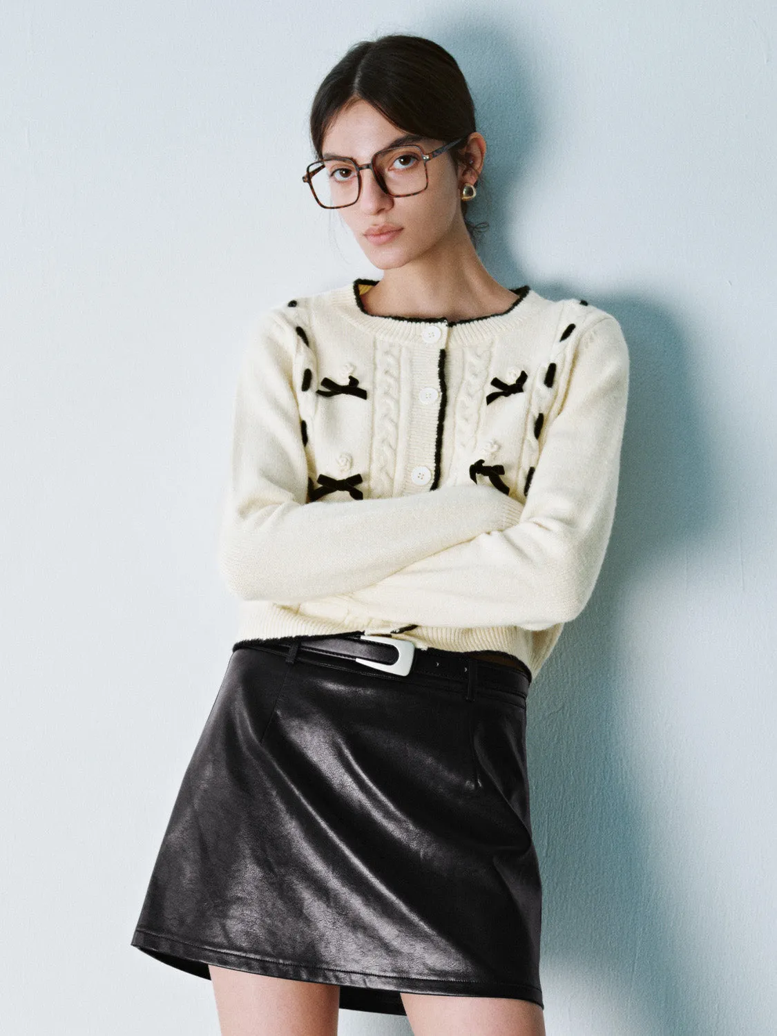 Bow Decor Knitted Cardigans sold by Urban Revivo