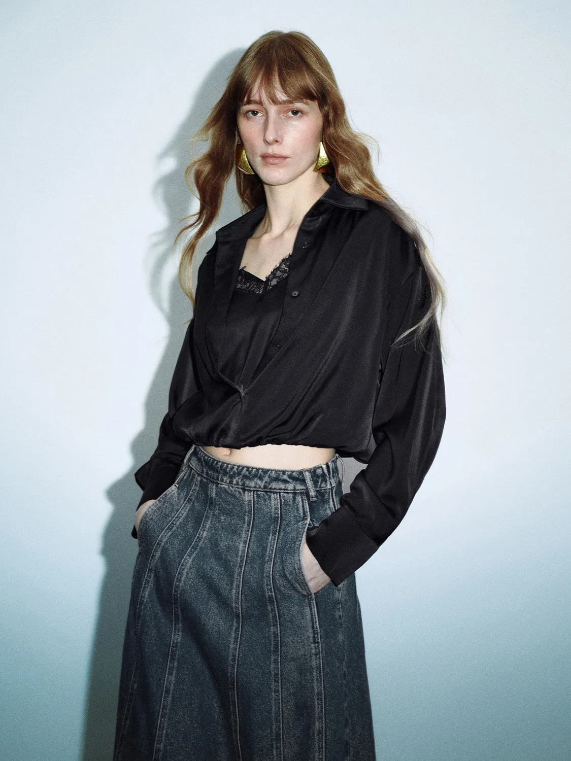 Lace Decor Loose Overhead Shirts sold by Urban Revivo product image thumbnail 2