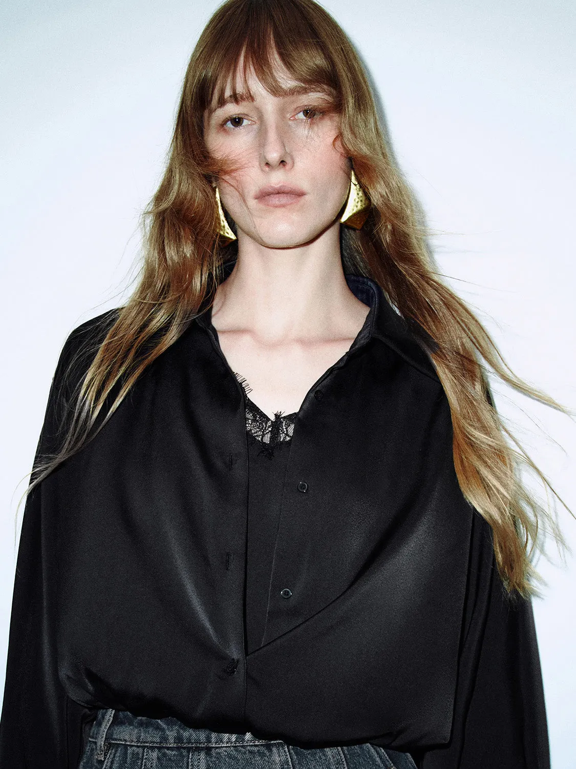 Lace Decor Loose Overhead Shirts sold by Urban Revivo product image thumbnail 5