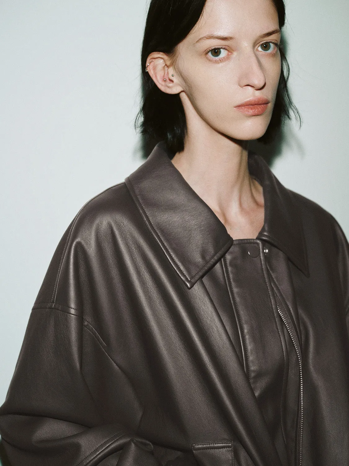 Loose Vegan Leather Jackets sold by Urban Revivo product image thumbnail 5