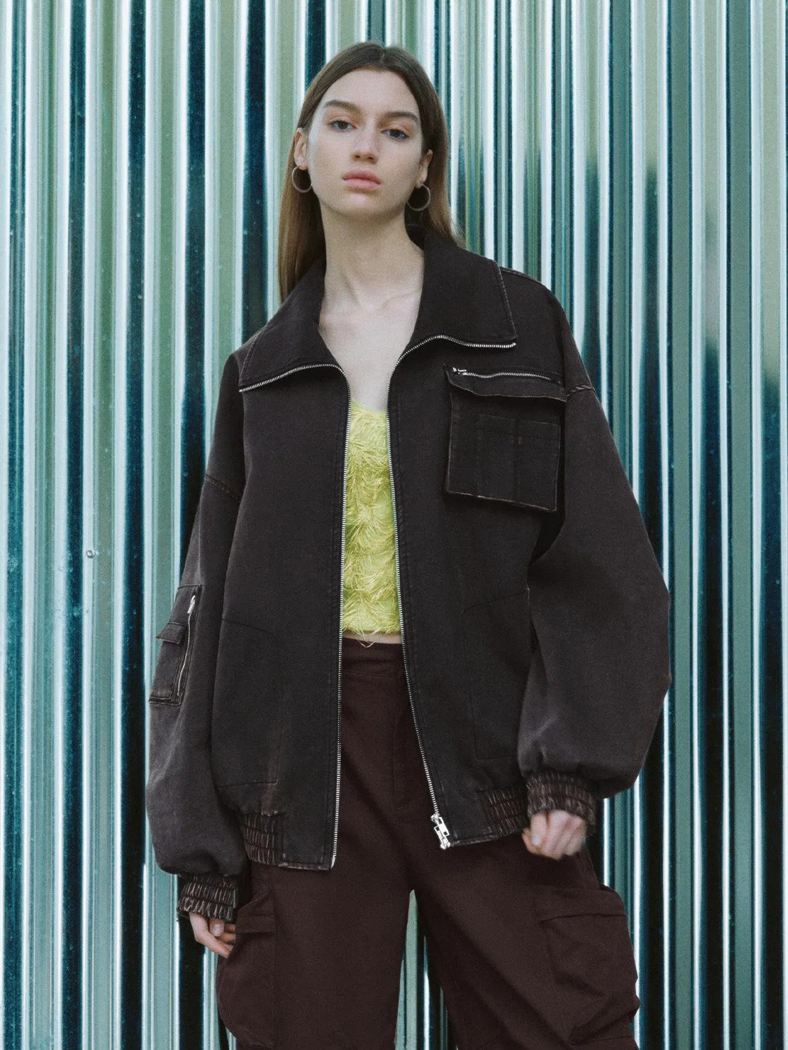 Zip Up Front Lapel Jackets sold by Urban Revivo