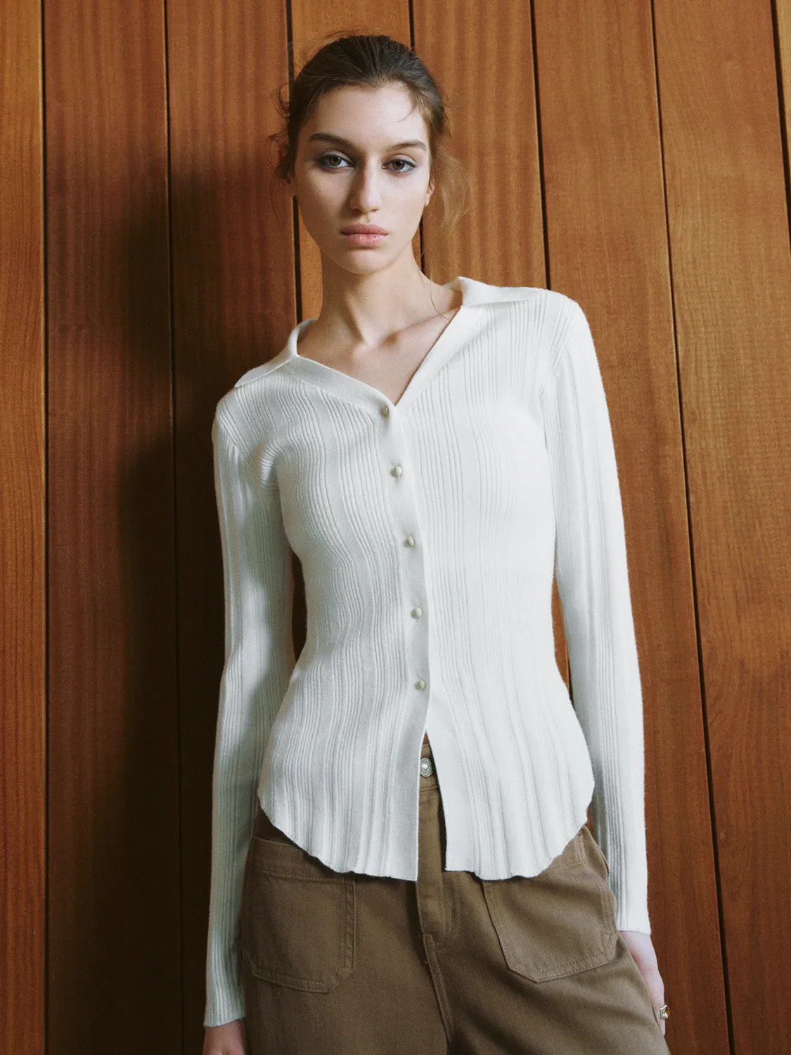 Lapel Skinny Knitted Cardigans sold by Urban Revivo