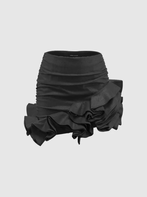 Ruffle Hem Asymmetrical Mini Skirts sold by Urban Revivo