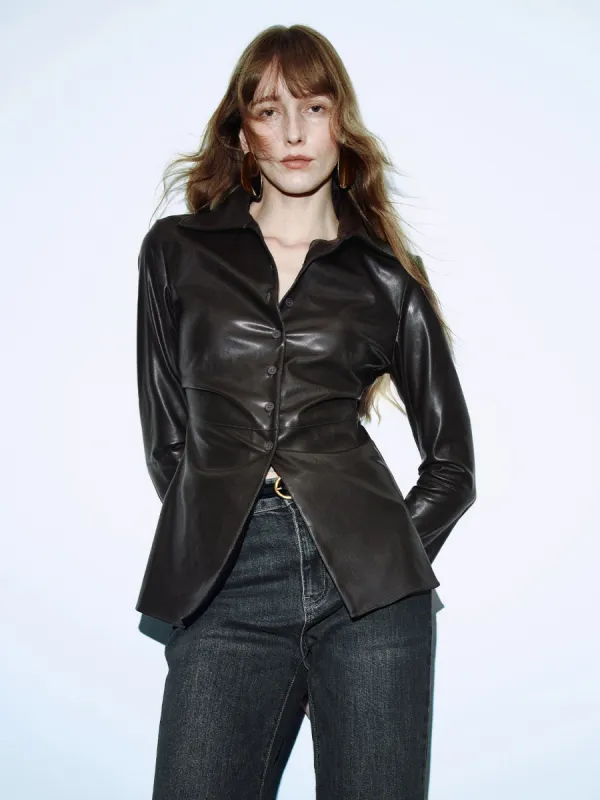 Vegan Leather Long Sleeve Shirts sold by Urban Revivo