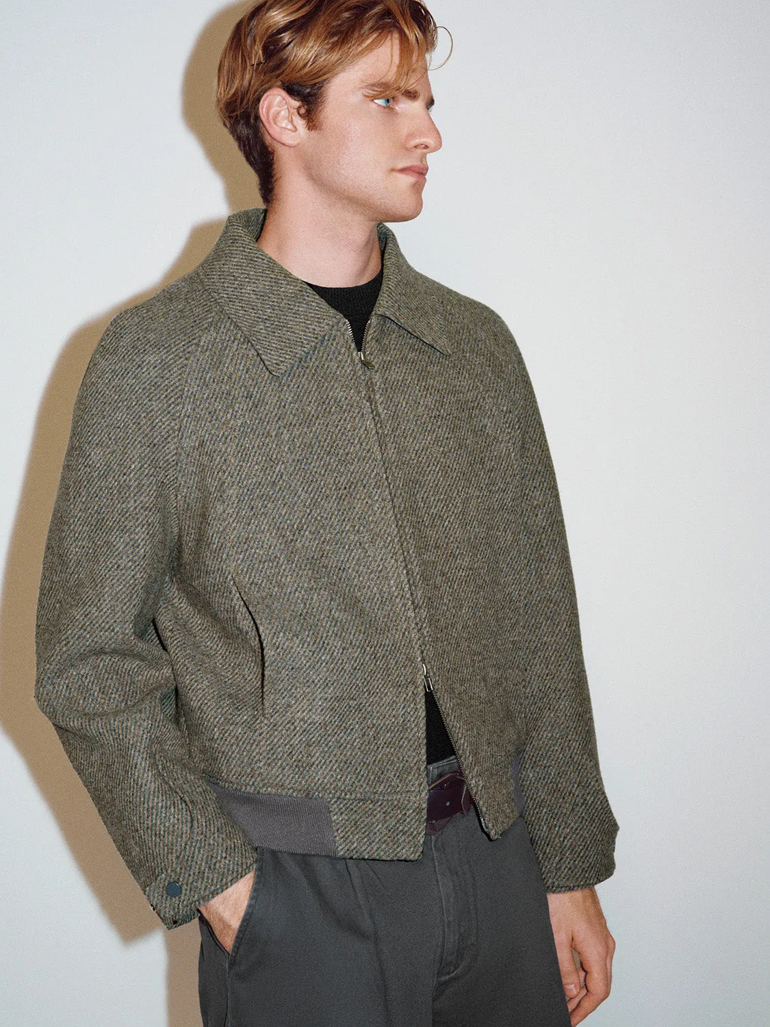 Loose Zip Up Front Wool Blend Jackets sold by Urban Revivo product image thumbnail 2