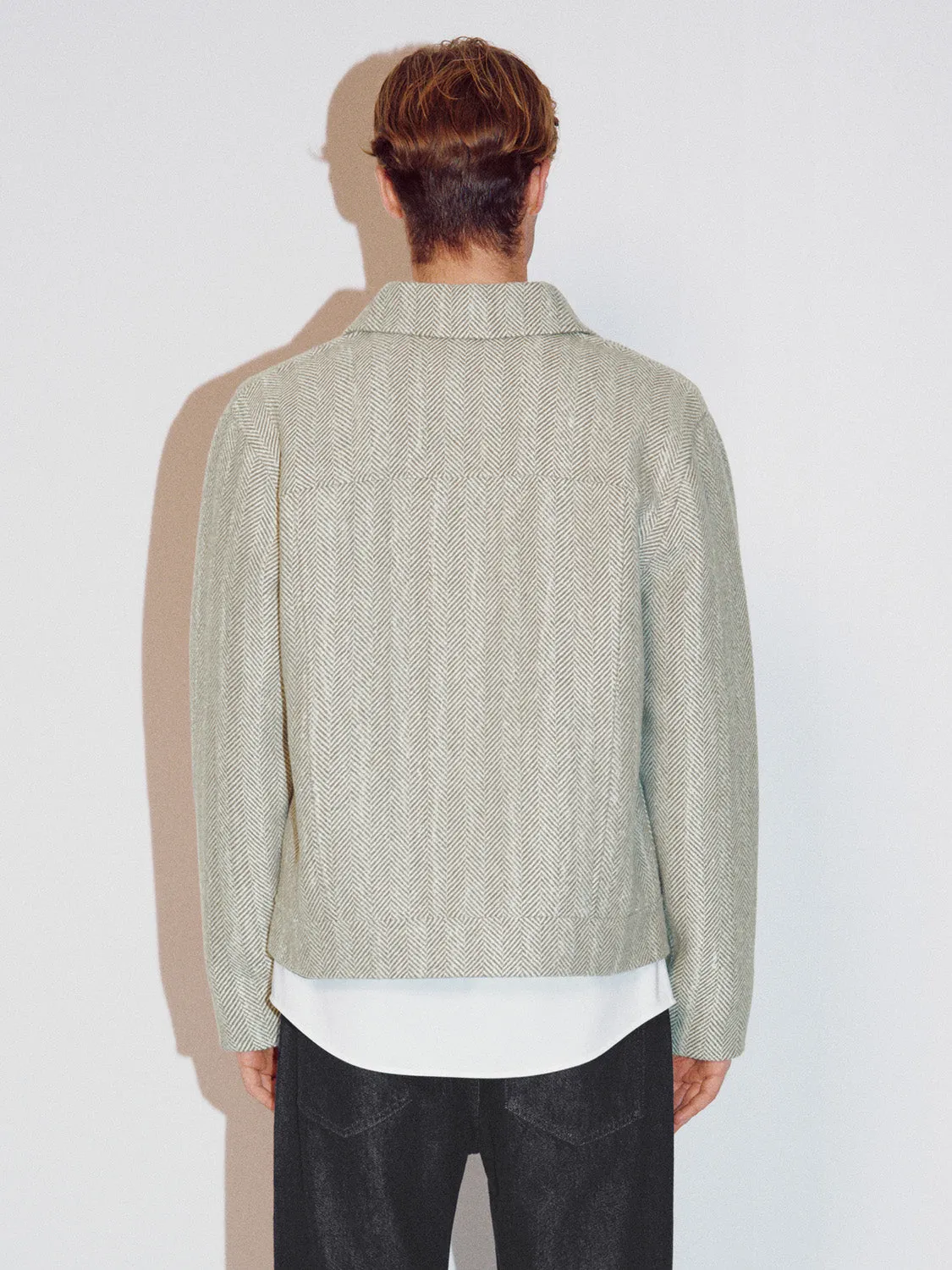 Zip Up Front Herringbone Wool Blend Jackets sold by Urban Revivo product image thumbnail 3