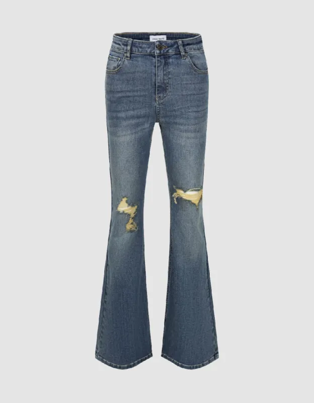 Ripped Flare Jeans sold by Urban Revivo