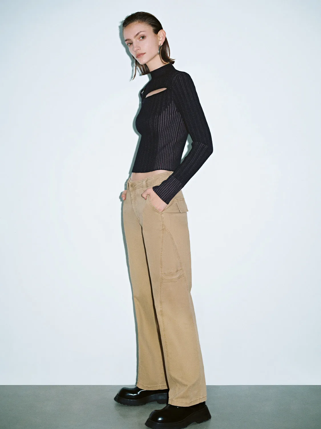 Cut Out Front Skinny Knitted T-Shirts sold by Urban Revivo product image thumbnail 4