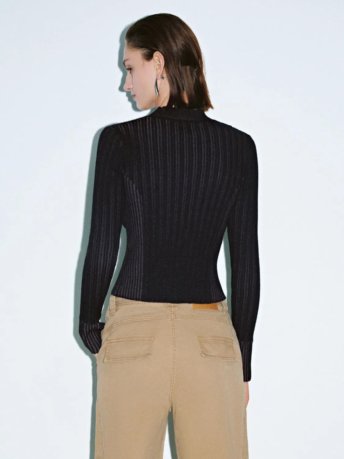 Cut Out Front Skinny Knitted T-Shirts sold by Urban Revivo product image thumbnail 3