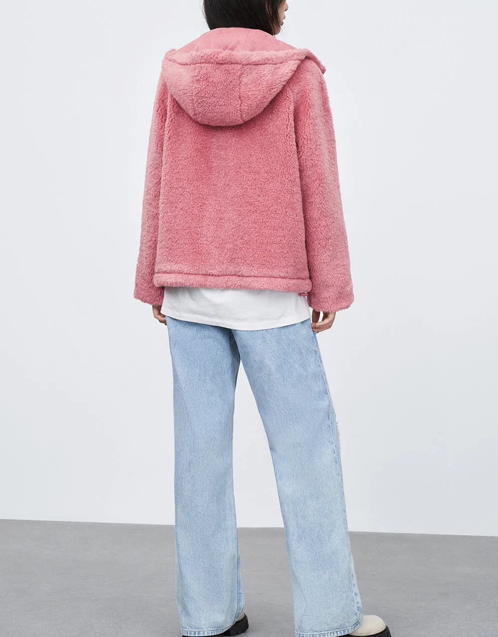 Raglan Sleeve Zipper Front Furry Jacket sold by Urban Revivo product image thumbnail 4