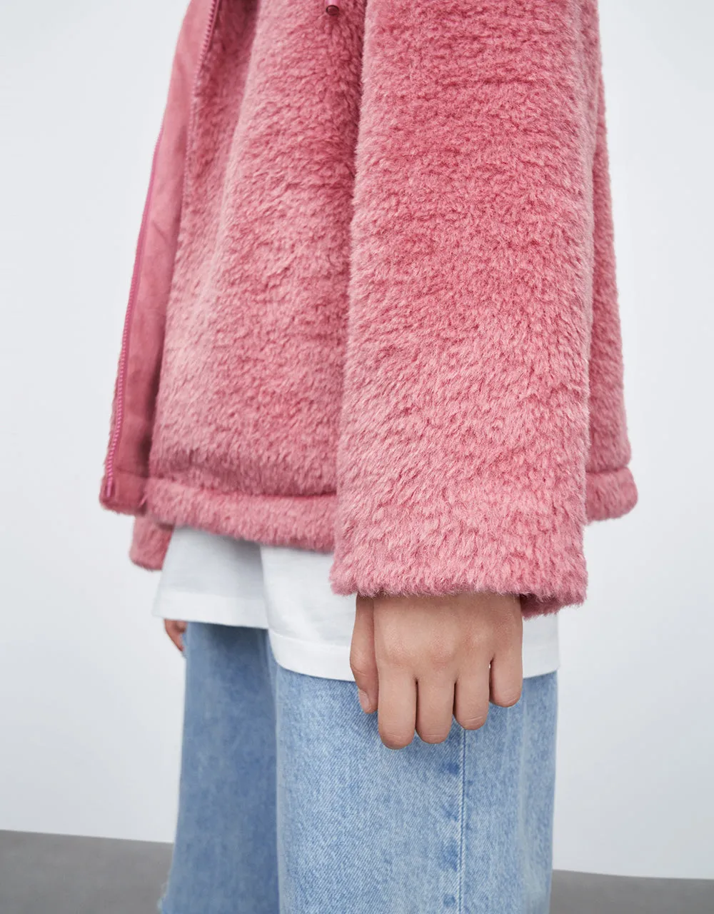 Raglan Sleeve Zipper Front Furry Jacket sold by Urban Revivo product image thumbnail 5