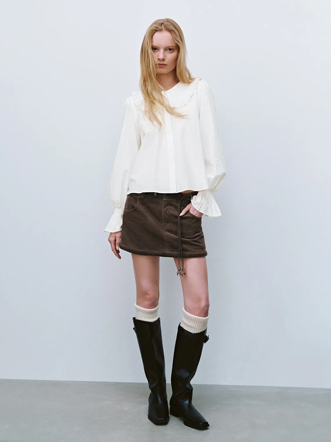 Ruffle Hem Crew Neck Shirts sold by Urban Revivo product image thumbnail 4