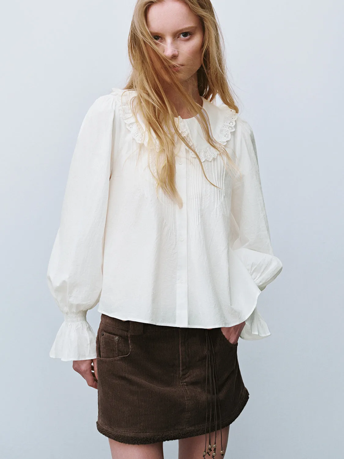 Ruffle Hem Crew Neck Shirts sold by Urban Revivo