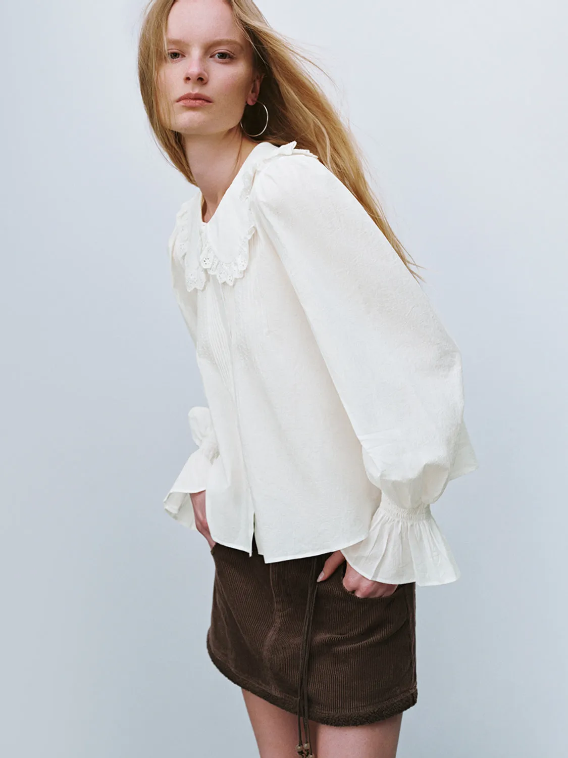 Ruffle Hem Crew Neck Shirts sold by Urban Revivo product image thumbnail 5