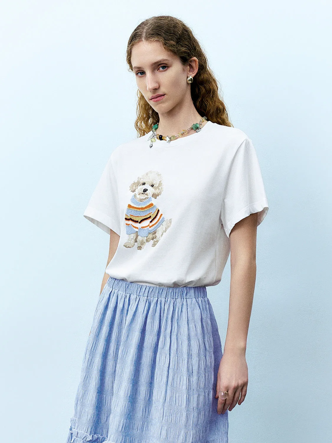 Puppy Printed Crew Neck T-Shirt sold by Urban Revivo