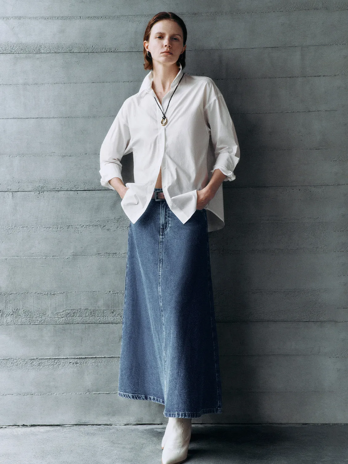 A-Line Regular Denim Skirts sold by Urban Revivo product image thumbnail 4