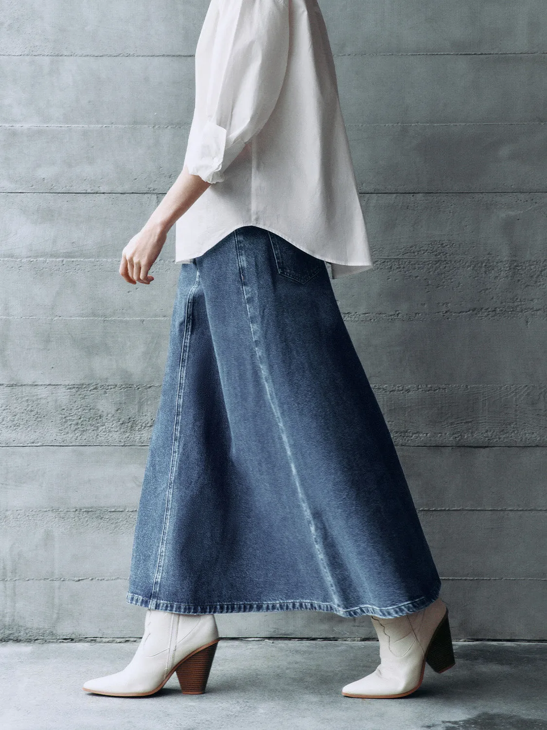 A-Line Regular Denim Skirts sold by Urban Revivo product image thumbnail 3