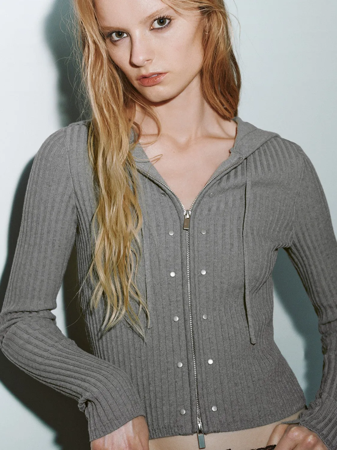 Rib Knitted Hoodie Cardigans sold by Urban Revivo product image thumbnail 3